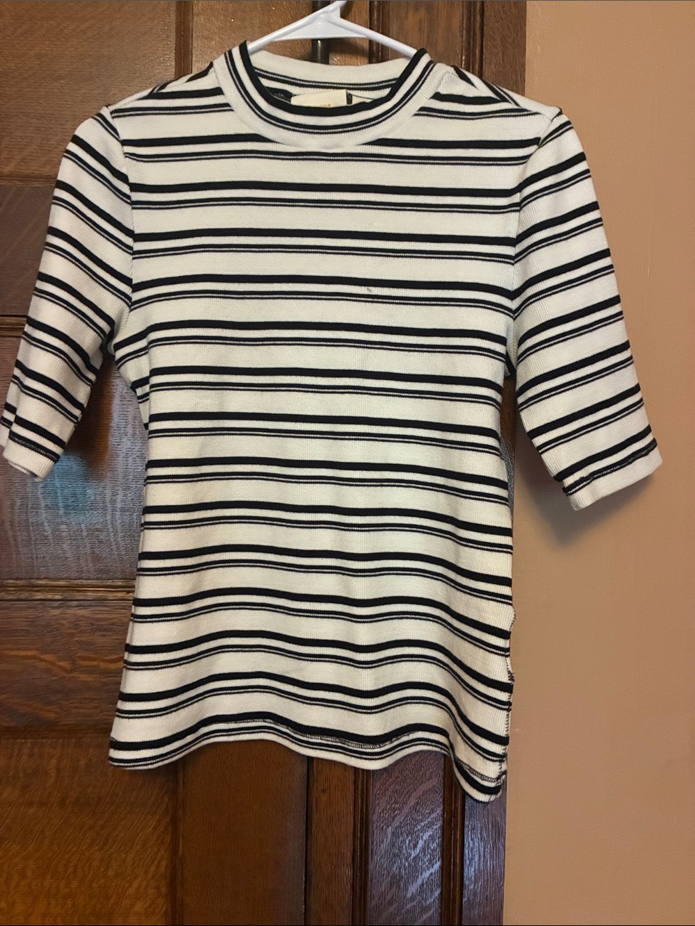 Maeve Anthro French Girl Striped Ribbed Minimalist Top Size S Parisian Preppy - Picture 4 of 6